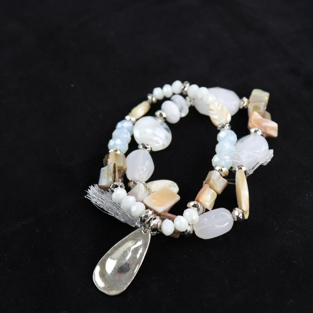 Style & Co, 2-Pc. Set Stone & Tassel Beaded Stretch Bracelets NWOT